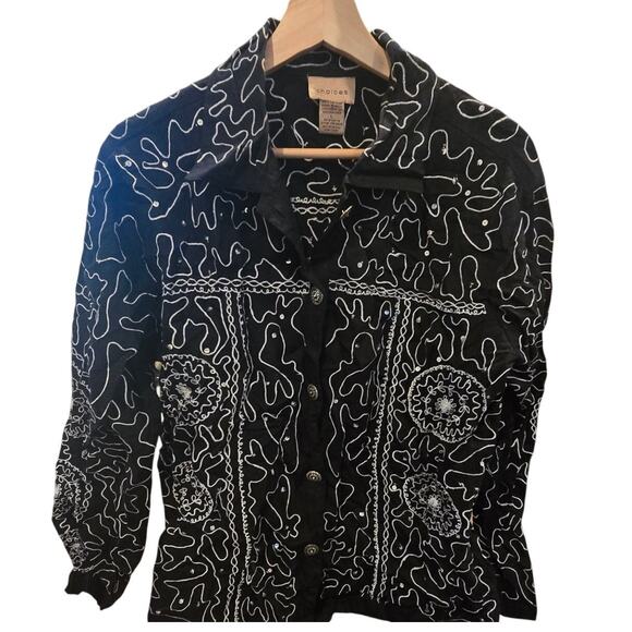 Choices Vintage Black & White Embroidered Jacket – EUC Size Large - Picture 2 of 4